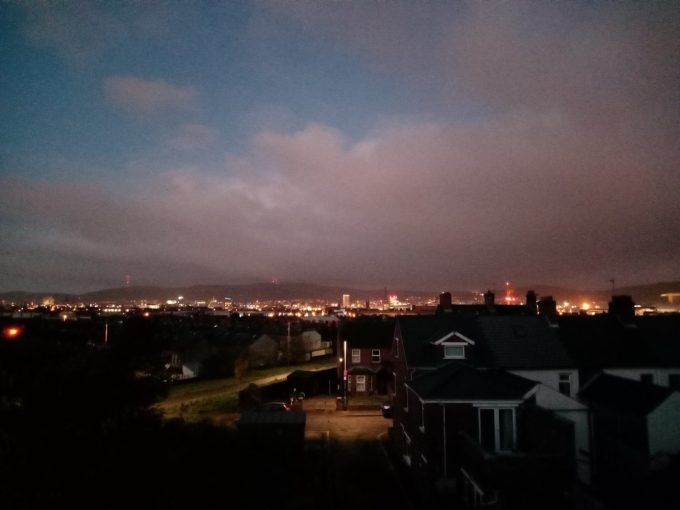View from a Belfast attic during Outburst in November 2023
