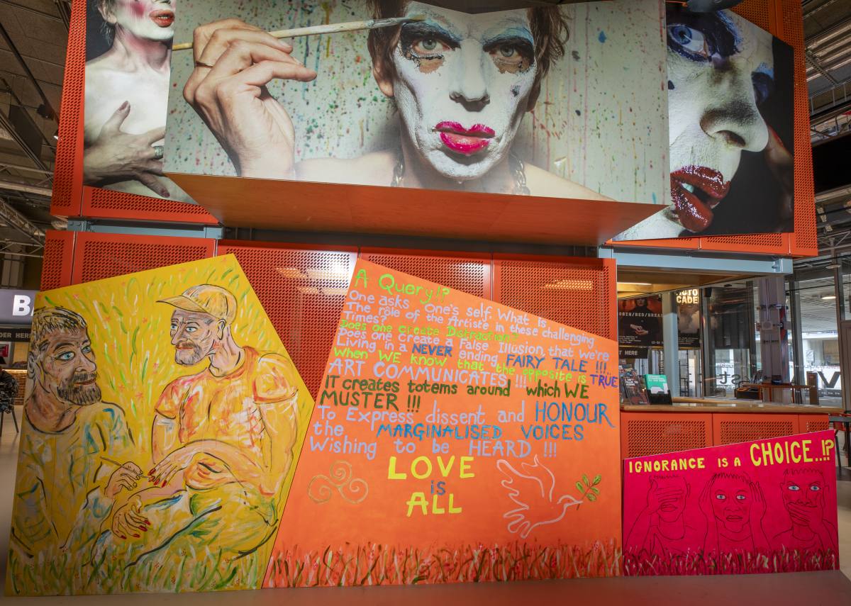 Artwork by David Hoyle at Factory Internal exhibition in Manchester in April 2024 (photo credit: Lee Baxter)