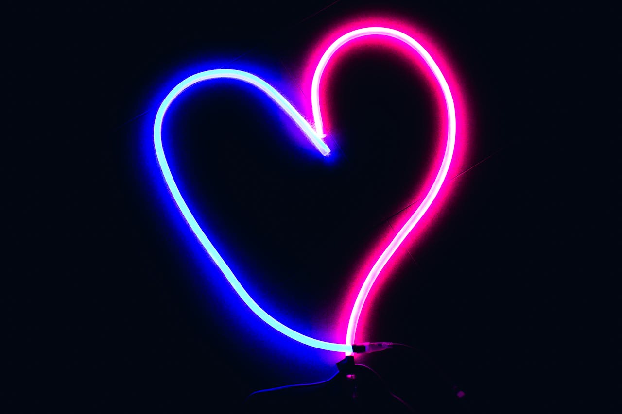 Pink and blue neon heart