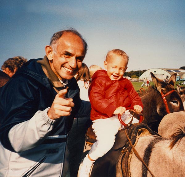Posing with my grandad and a donkey
