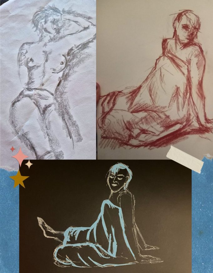 Sketches of Jane done during a recent life drawing session